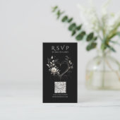 Modern Wedding RSVP QR code-Bloemen met een Hart Visitekaartje (Staand voorkant)