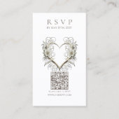Modern Wedding RSVP QR code-Bloemen met een Hart Visitekaartje (Voorkant)