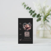 Modern Wedding RSVP QR code-Blush Roos met Hart Visitekaartje (Staand voorkant)