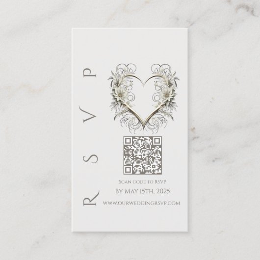 Modern Wedding RSVP QR code-Moderne Bloemen Visitekaartje (Voorkant)