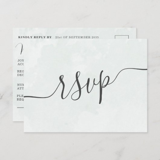 Modern Wedding RSVP Waterverf Sage Green Uitnodiging Briefkaart (Voorkant / Achterkant)