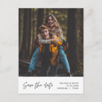 Modern Wedding Save the date, paar foto Postcar