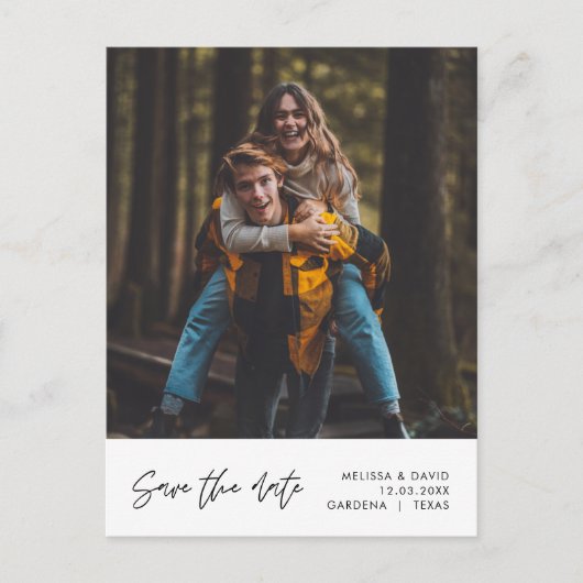 Modern Wedding Save the date, paar foto Postcar Briefkaart (Voorkant)