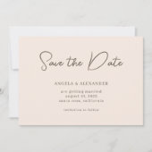 Modern Wedding Script Beige Brown Save The Date (Voorkant)