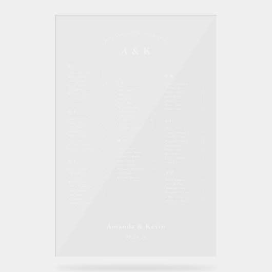 Modern Wedding Seating Chart Acryl Bord (Voorkant)