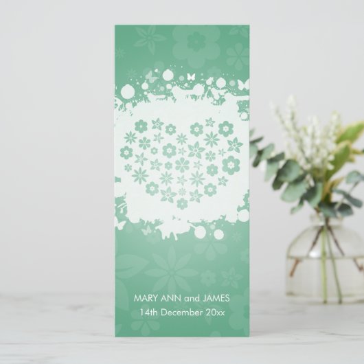 Modern Wedding Secret Garden Mint Kaart (Staand voorkant)