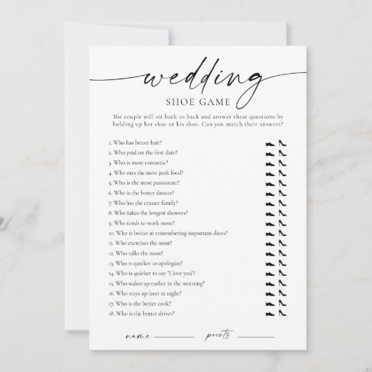 Modern Wedding Shoe Game Kaart (Voorkant)