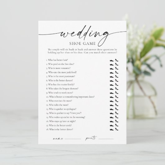 Modern Wedding Shoe Game Kaart (Staand voorkant)