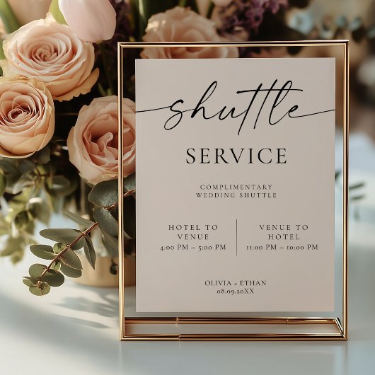 Modern Wedding Shuttle Service Sign Poster