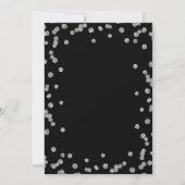 Modern Wedding Silver Glitter Confetti Black Kaart (Achterkant)