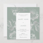 Modern Wedding Simple Silver Sage Floral Kaart (Voorkant)