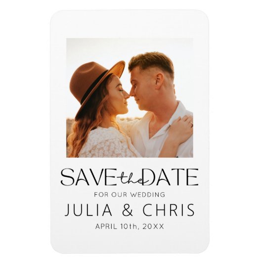 Modern Wedding sparen de Datum Kaart met Foto Magneet (Verticaal)