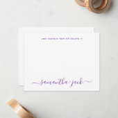 Modern Wedding Stylish Script Elegant Minimalist Notitiekaartje (Voorkant / Achterkant in situ)