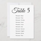 Modern Wedding Table Number Seating Chart Cards (Voorkant)