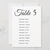 Modern Wedding Table Number Seating Chart Cards (Achterkant)