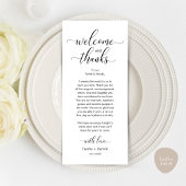 Modern Wedding Table Place Setting Thank You Card Programmakaart