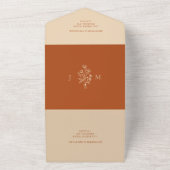 Modern Wedding Terracotta Earth tones All In One Uitnodiging (Buitenkant)