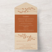 Modern Wedding Terracotta Earth tones All In One Uitnodiging (Binnen)
