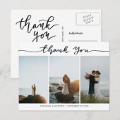 Modern Wedding Thank You Script | Photo Collage Briefkaart (Voorkant / Achterkant)