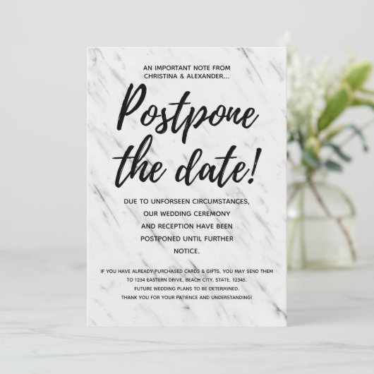 Modern Wedding Uitgesteld Geannuleerd Uitstel Kaart (Staand voorkant)