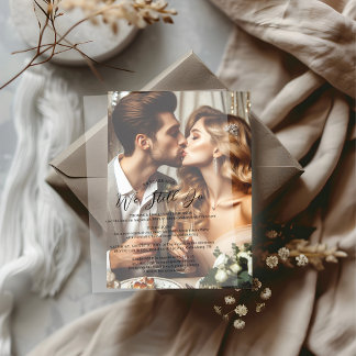 Modern Wedding Vow Vernieuwing Jubileum Party Vellum Uitnodigingen