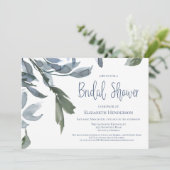 Modern Wedding Vrijgezellenfeest Blue Floral Kaart (Staand voorkant)