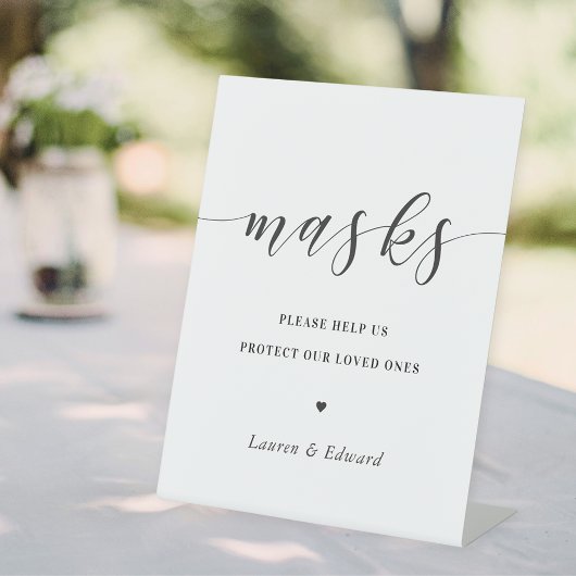 Modern Wedding Vrijgezellenfeest Face Mask Reclamebord Met Voetstuk