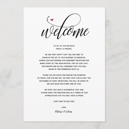 Modern Wedding Welcome and Itinerary Card Programmakaart (Voorkant)