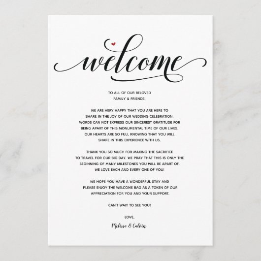 Modern Wedding Welcome and Itinerary Card v1 Programmakaart (Voorkant)
