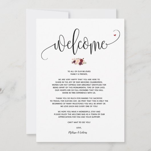 Modern Wedding Welcome and Itinerary Card v23 Kaart (Voorkant)