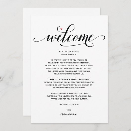 Modern Wedding Welcome and Itinerary Card v25 Programmakaart (Voorkant / Achterkant)