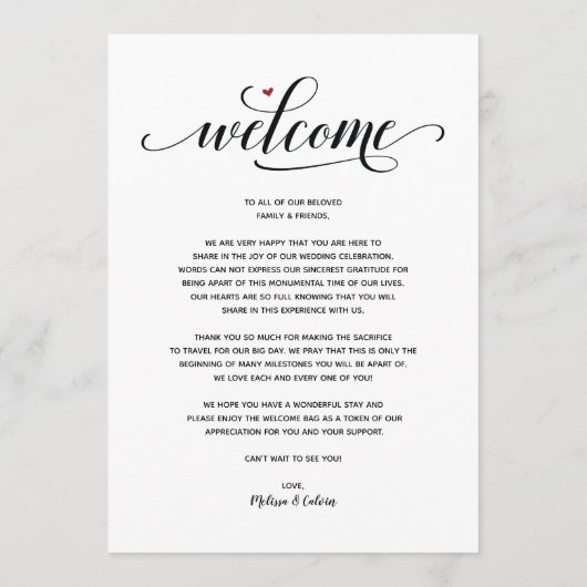 Modern Wedding Welcome and Itinerary Card v2 Programmakaart (Achterkant)