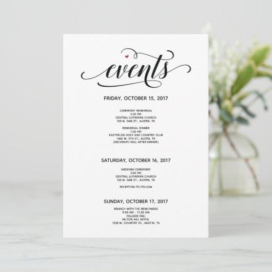 Modern Wedding Welcome and Itinerary Card v2 Programmakaart (Staand voorkant)
