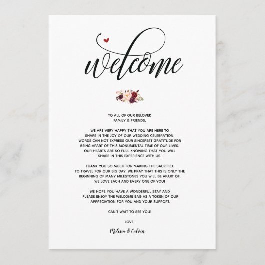 Modern Wedding Welcome and Itinerary Card v3 Programmakaart (Voorkant)
