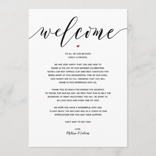 Modern Wedding Welcome and Itinerary Card v3 Programmakaart (Achterkant)