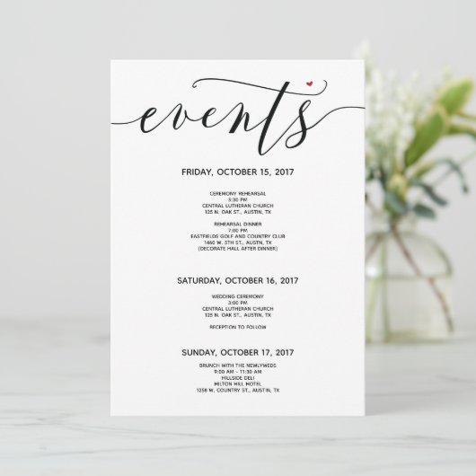 Modern Wedding Welcome and Itinerary Card v3 Programmakaart (Staand voorkant)