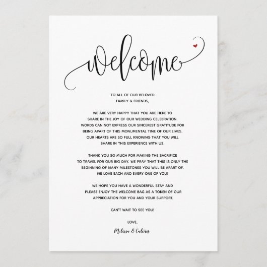 Modern Wedding Welcome and Itinerary Card v4 Programmakaart (Voorkant)