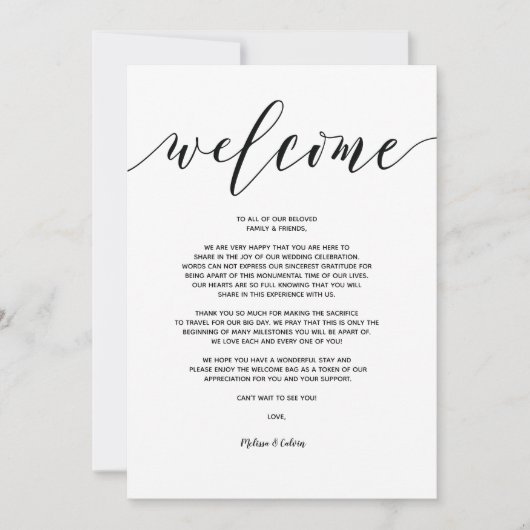Modern Wedding Welcome and Itinerary Card v5 Kaart (Voorkant)