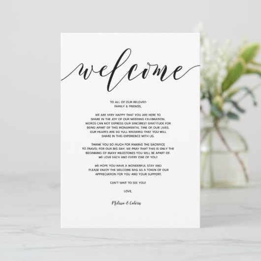Modern Wedding Welcome and Itinerary Card v5 Kaart (Staand voorkant)