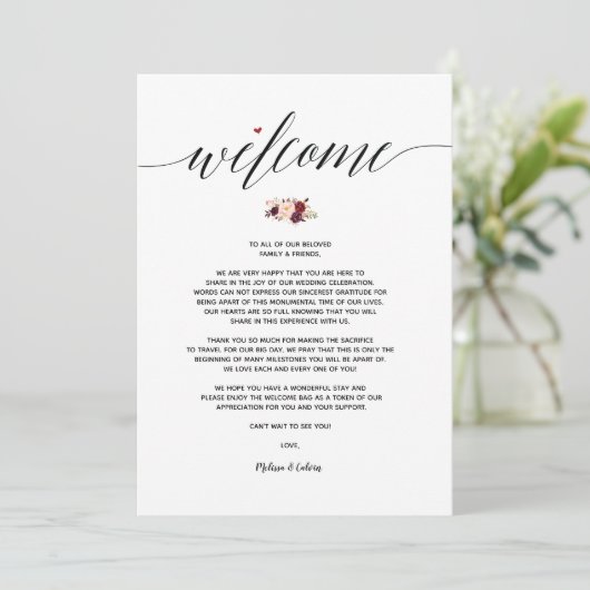 Modern Wedding Welcome Nand Itinerary Card Kaart (Staand voorkant)