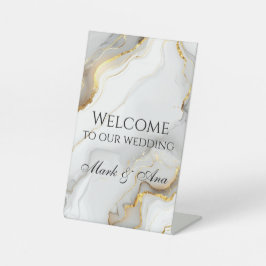 Modern Wedding Welcome Sign Reclamebord Met Voetstuk