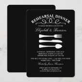 Modern Wedding White Cutlery Rehearsal Dinner Kaart (Voorkant / Achterkant)