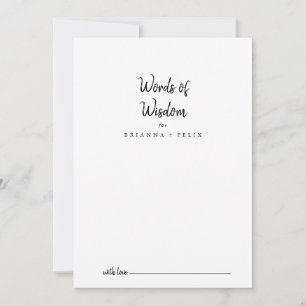 Modern Wedding Words of Wisdom Advieskaart
