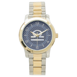 Modern Weegbord op marinesblauwe koolstof Horloge