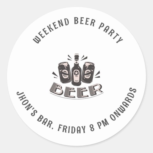 Modern Weekend bierfeest Ronde Sticker (Voorkant)
