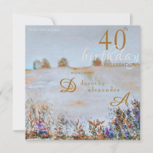Modern Weide Bloemen Landschap Verjaardag Kaart