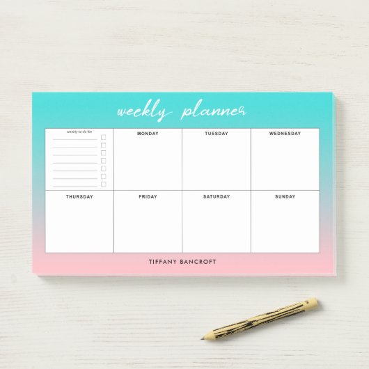 Modern wekelijkse planning om aanbiedingen te doen post-it® notes (Op bureau)