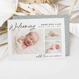 Modern Welcome Drie Foto Birth Aankondiging