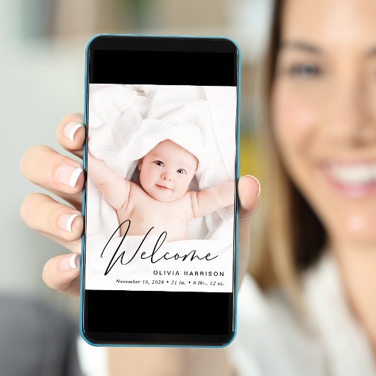 Modern Welcome Photo Collage Birth Aankondiging