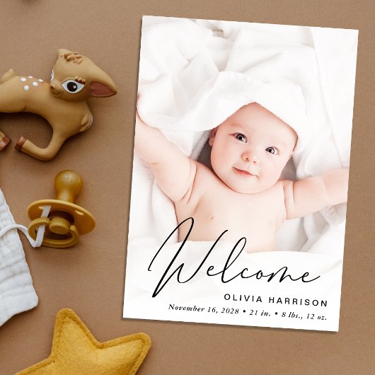 Modern Welcome Photo Collage Birth Aankondiging